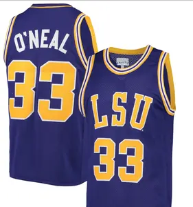 #33 Shaquille Oneal Lsu Tigers Alumni Basketball Jersey – Purple all over print
