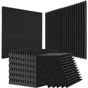 VEVOR Acoustic Foam Panels, 80 Pack 12x 12x 1 in, High Density Soundproof Panels, Sound Dampening Absorbers for Studio Walls and Ceilings, BlackVEVOR Super Brand Day