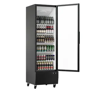 Garvee 35.3 Cu.Ft Commercial Display Refrigerator, Merchandiser Beverage Cooler with Glass Door, Adjustable Shelves, Black Upright Cooler Fridge for Store, Restaurant, Bar, Supermarket