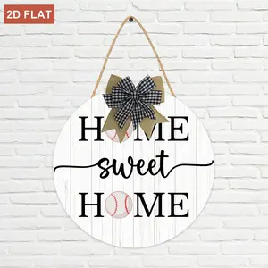 Home Sweet Home Wooden Hanging Sign, Baseball Softball Welcome Sign Front Door Decor, Sport Themed Farmhouse Wall Sign For Front Door, Rustic Welcome Sign Decoration For Home Office Porch Garden, Yard Sign