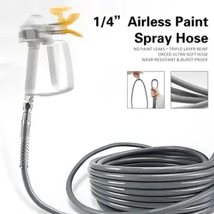 50 Ft x 1/4" Airless Paint Sprayer Hose, 3300 PSI Super Flexible Gray Hose for Airless Spraying Machines (1 Pack)