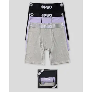 PSD Mens Lavish Boxer Brief 3 Pack - Standard Length 7 Inch Inseam, Soft and Breathable Cotton Fabric