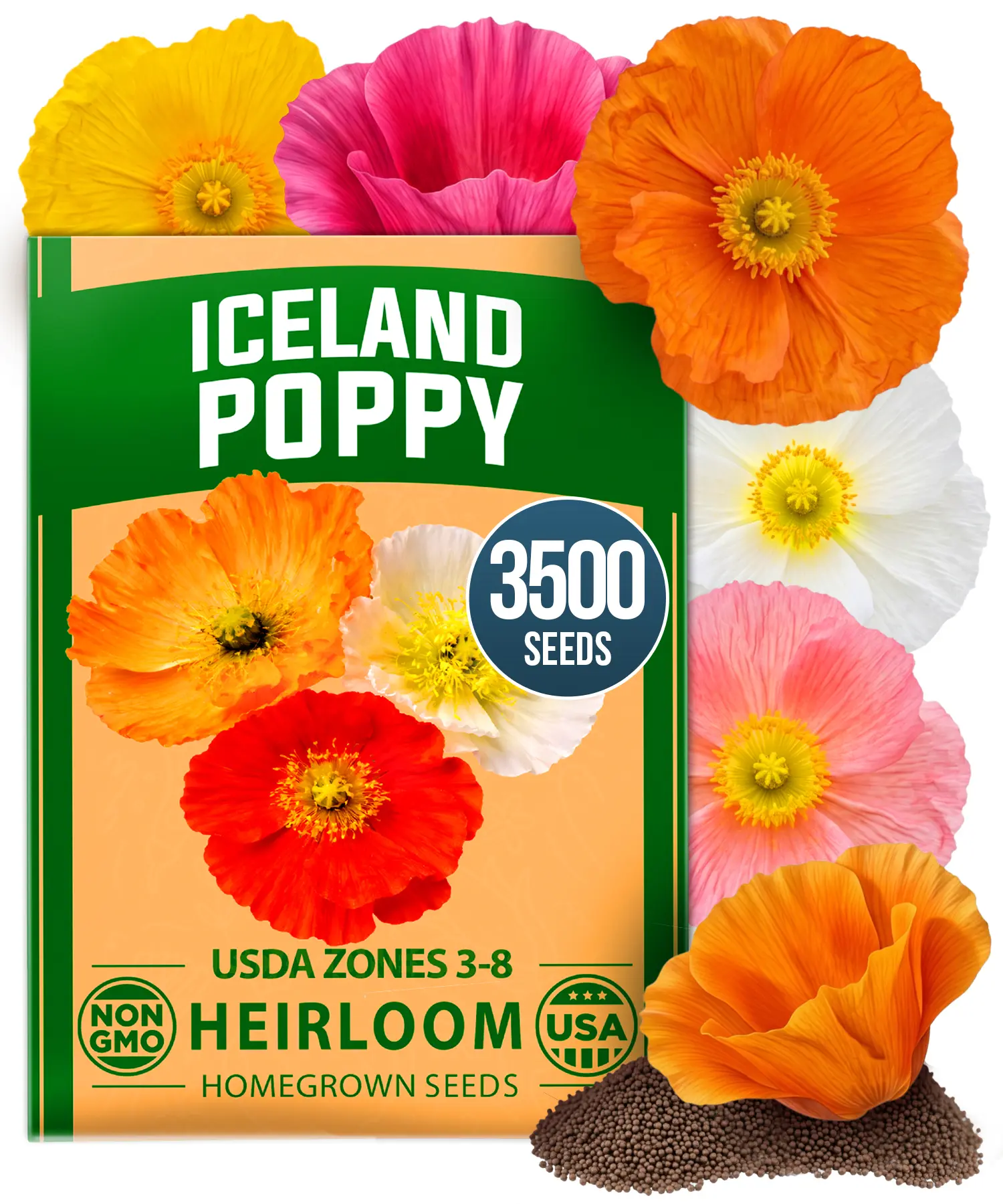 Iceland Poppy Seeds for Planting Indoors or Outdoors – Heirloom Flower Seeds for Home Gardening, Pollinator Friendly Flower Beds, Colorful Spring Blooms & Ornamental Landscape Growing