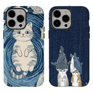 Japanese Ukiyo-e Cat Phone Case ,Blue Wave & Koi Fish Protective Cover,For iPhone 17 Pro Max 16 15 14 13 12 11 for Samsung S21 S22 S23 S24 S25 Phone Case|Gift for him and her,Phone Accessories