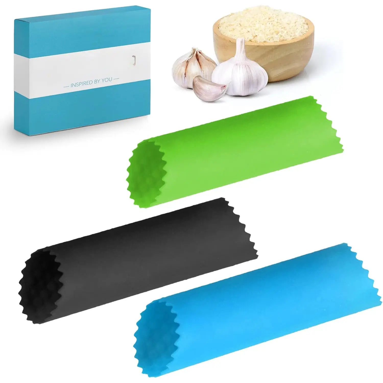 3 count  Garlic Peeler Tube Roller, Effortless  Remover, Garlic Roller, Garlic Rocker, Easy-Clean for Kitchen,  Durable Design