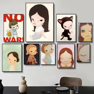 Contemporary Art Icon yoshitomo nara Character Art Poster, Graphic Prints HD self-adhesive fade-proof waterproof wrinkle-resistant poster stickers suitable for living room, bedroom, cafe, bar decor and gifts