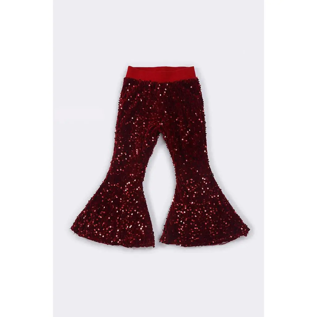 Maroon Sequin Bell Bottoms