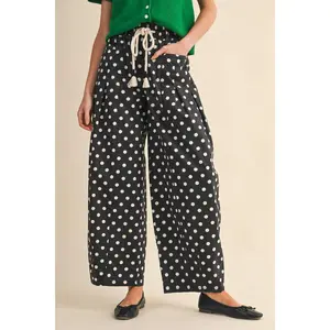 POLKA DOT PLEATED BARREL PANTS