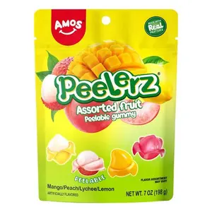 AMOS Peelerz Variety Pack Peelable Gummy Candy, Gluten, Milk and Nut Free, 7 oz Bag