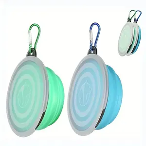 Portable Foldable Pet Bowl, 2 Counts/set Silicone Pet Feeder Water Bowl with Lid, Pet Feeding Supplies for Outdoor Travel Camping Hiking
