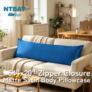 NTBAY Zippered Satin Body Pillow Pillowcase, Silky Slip Cooling Body Pillow Cover, Long Side Hidden Zipper