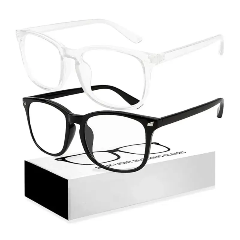 Unisex Blue Light Blocking Glasses - Steadier Metal Full Rim Frame, High-Quality PC Blue Light Blocking HD Lenses, Stylish Fashion Home Supplies Accessory for Office Workers, Gaming Use & Any Occasion, Black (1 Pack)