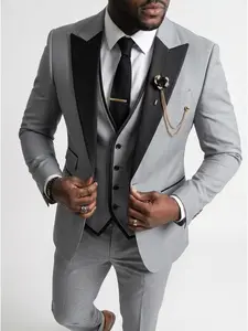 Men's  Retro Serge 3-Piece Suit for Men Wedding Prom Tuxedo for Men Formal Dinner Party Business Suit