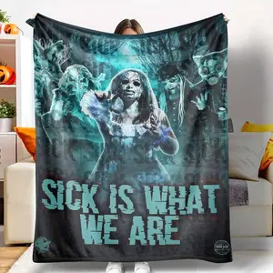 Haunted Bride Flannel Blanket, Creepy Masked Figure Print, UltraSoft, Lightweight, Durable, Perfect for Halloween Decor, Horror Movie Nights, Gothic Themed Parties, Spooky Season Snuggles, and as a Unique Gift for Horror Fans. tiktokshopspringglowup