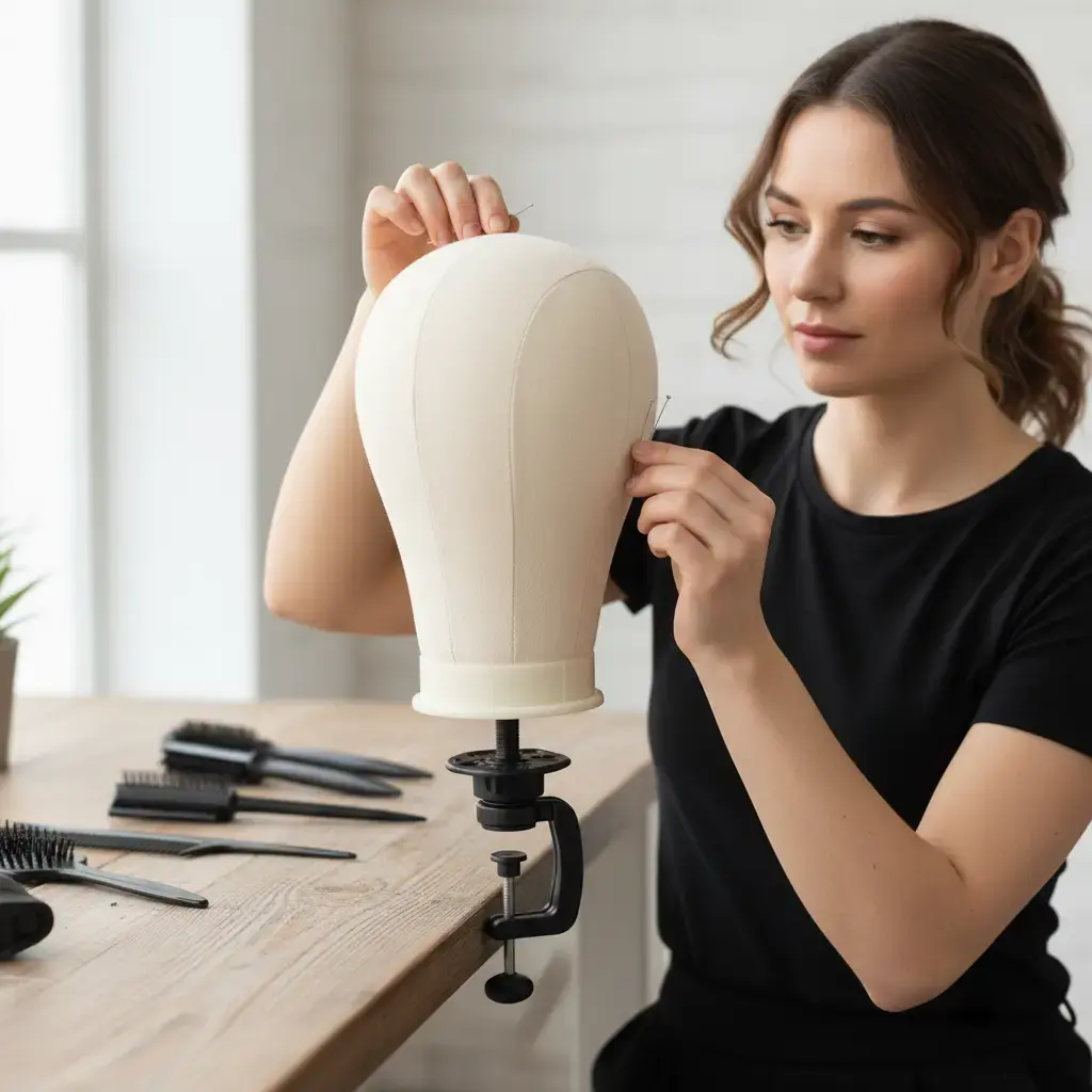 Premium Canvas Mannequin Head & Table Clamp Bundle