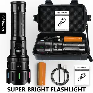 Super Bright LED Flashlight, Aluminum Alloy Material, Smart Display, 1200 Lumens Rechargeable Handheld Torch, Tactical Light, 5 Modes, Type-C Charging, Multifunctional Flashlight