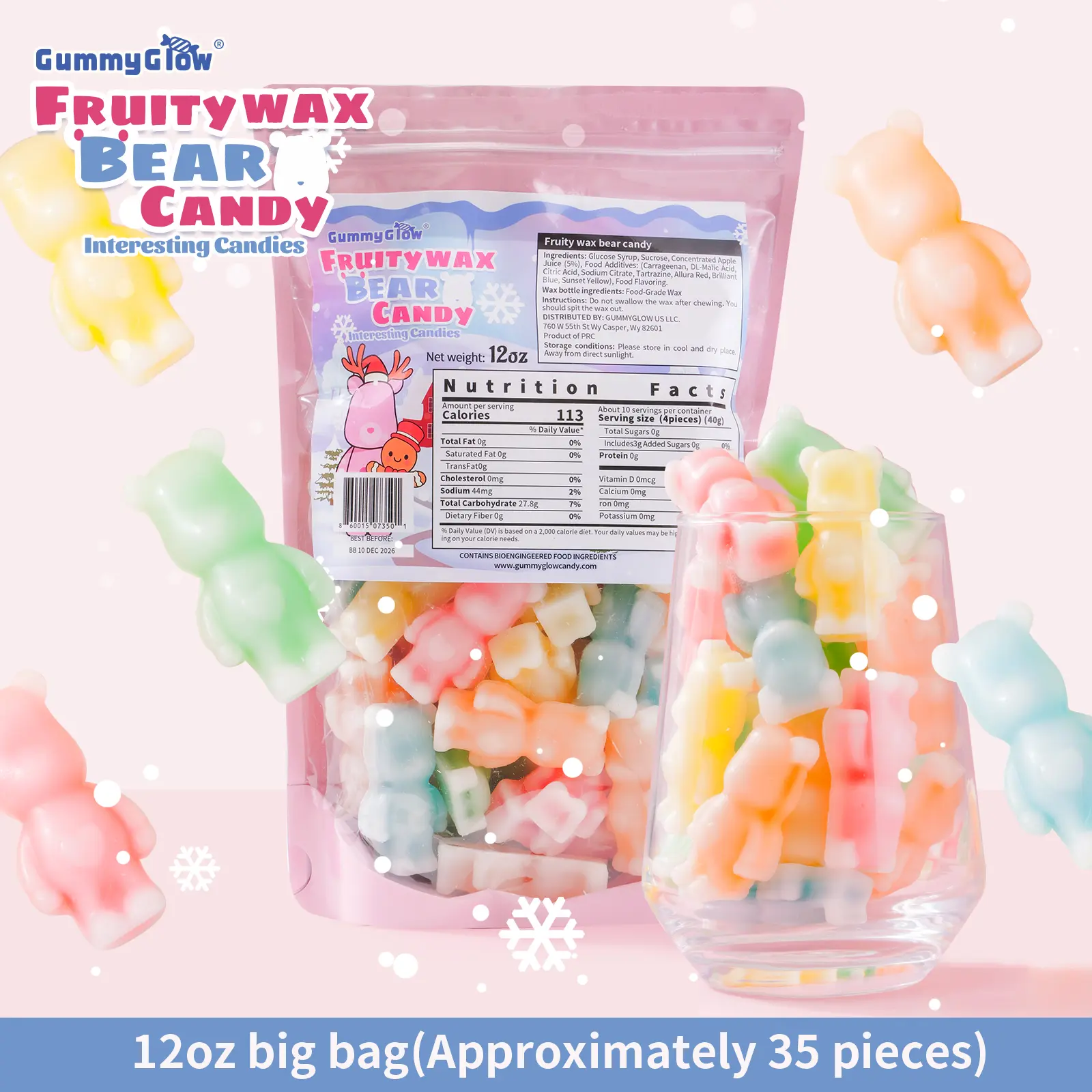 New Fruity Wax Bear Candy 12oz Pack Five Flavors Wax Upgrade Bear Shape Retro Party Treats ASMR Sweet Bonbon Snack Fruitsnacks Viral Candy Wax Candy Bombs#mothersdaygift Fruit Jelly Filled Wax Candy #DealsForYouDays wax candy