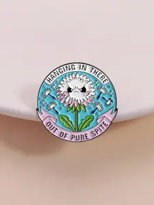 Hanging in There Out of Pure Spite Enamel Pin, Flower Brooch Pin, Fun Slogan Cartoon Brooch, Perfect for Clothes & Backpacks, Stress Relief & Contrast Cute Style, Brooch Pin Clip