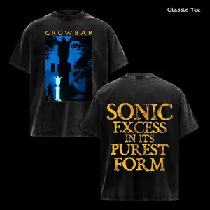 Crowbar Sonic Excess Vintage Washed Oversized T Shirt, Sludge Metal Graphic Back Print Tee, Heavyweight Cotton Doom Metal Streetwear Aesthetic Unisex Shirt, Retro Band Merch Outfit Gift for Music Fans