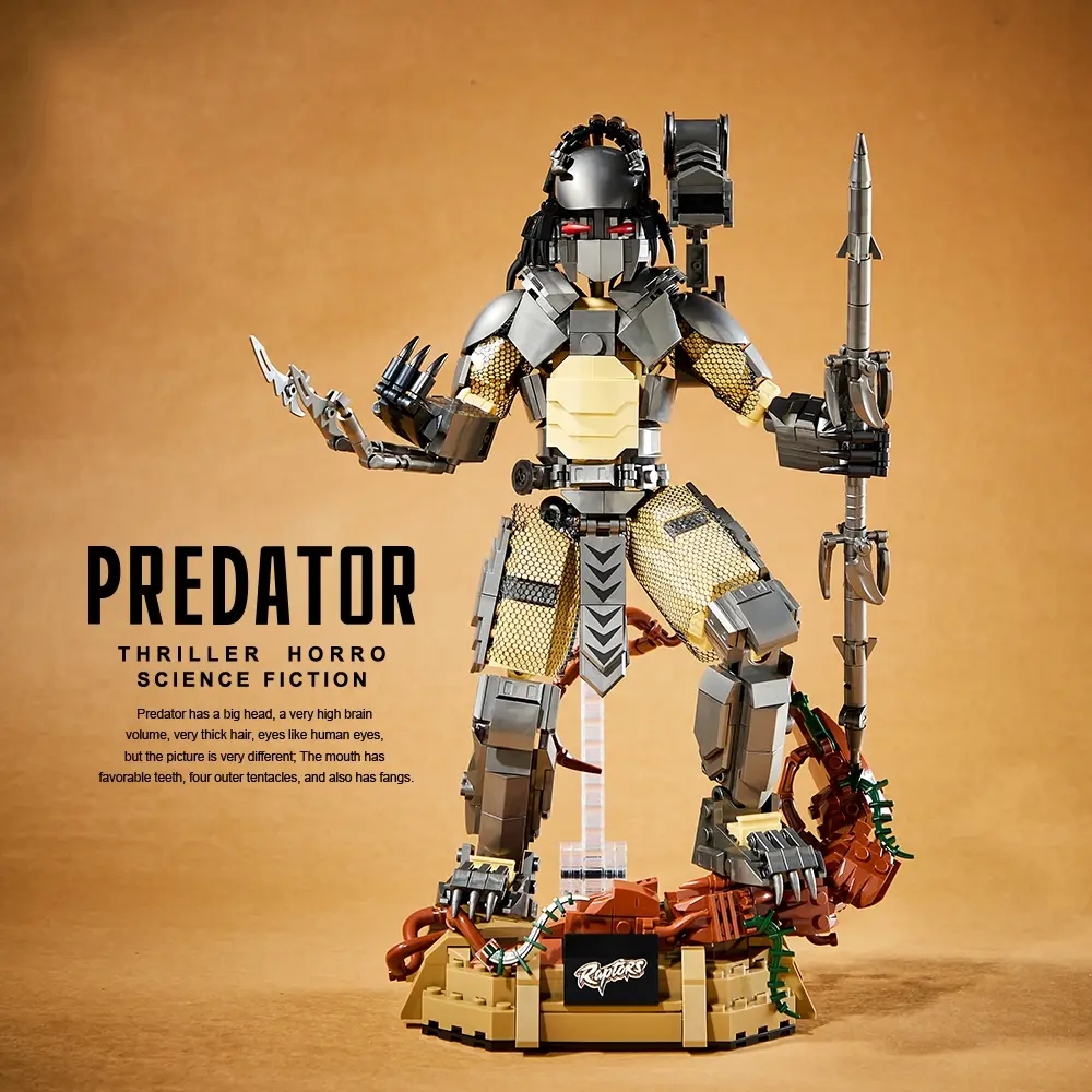 978PCS Alien Predator Building Blocks Toys Sets DIY Model Kit With Base Assembly Bricks Creative Desktop Ornament Ideal Gifts For Holiday/Birthday