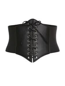 Women's Lace Up Corset Belt, Solid Color Waist Cincher Belt, Slimming Fashion Waist Belt