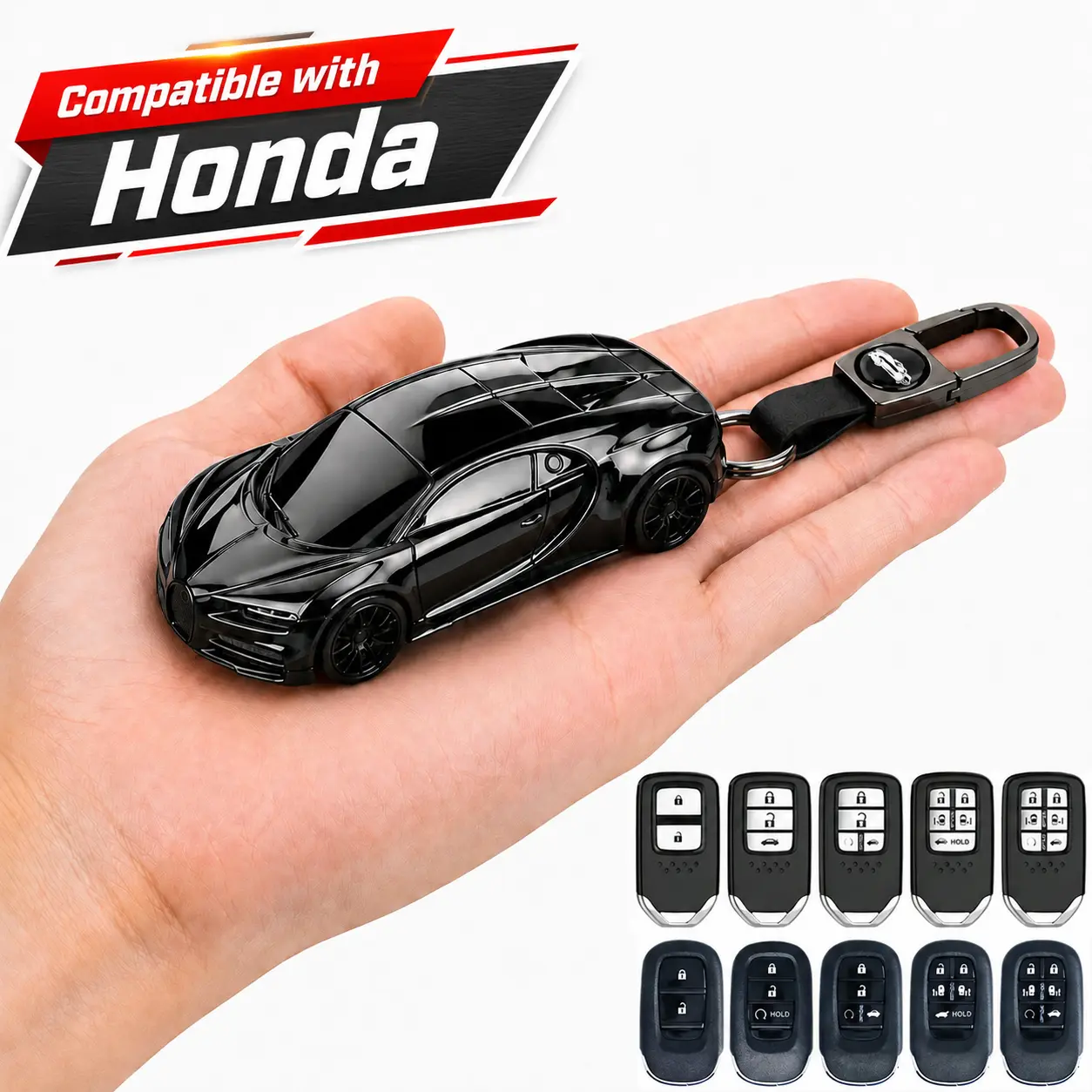 Full Coverage ABS Plastic Car Key Fob Cover for Honda 2-7 Button Models - Accord, Jade, Civic, Crider, Vezel, Pilot, CR-V, HR-V, Sport, SI, EX, Greiz, Spirior, Elysion, Fit, City, Crosstour - Sports Styling Auto & Car Interior Accessories Key Case