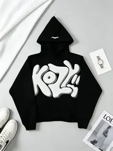 Y2k Hoodies Puff Print Hoodie Grunge Graphic Zip Up Hoodies Y2k Jacket Hip Hop Streetwear Aesthetic Sweatshirts Tops Menswear Casual Love Long Sleeve Long Sleeve