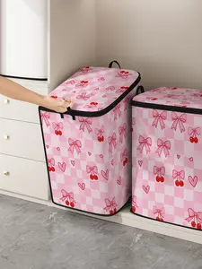 Butterfly Knot Printed Thick Quilt Storage Bag, Cute Practical Kids Bedding Organizer, Durable Material, Easy Carry Handle, Home Use