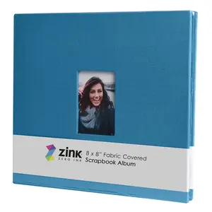 Zink Cloth Covered Scrapbook Album, 8" x 8” Large Photo Album Scrapbook with Front Picture Window