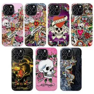 Ed Hardy Style Tattoo Art Phone Case | Vintage Y2K Skull Tiger Dragon Design | Tough Cover for iPhone 17 16 15 14 13 12 11 X 8 Pro Max Plus Mini | Retro Aesthetic Accessories
