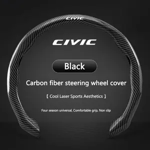 38cm Car Steering Wheel Anti-slip Wheel Cover Carbon Fibre For Honda Civic Fit Jazz Accord Pilot CRV Odyssey Passport City HRV Car Accessories