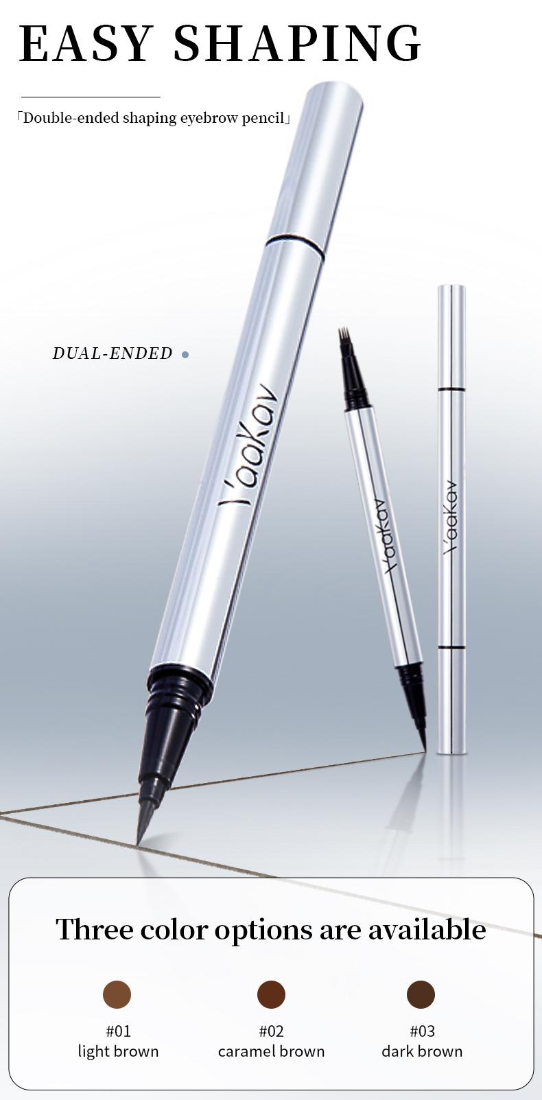 Vaakav Original 4D Brush Tip Waterproof Microblading Eyebrow Pen, 2-in-1 Dual-Ended, Natural Hair-Like Strokes, Long-Lasting Waterproof mini eyebrow pencil, long-lasting color, smudge-proof.