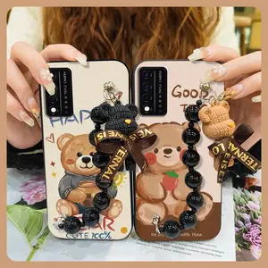protective case Cartoon Phone Case For TCL T-Mobile Revvl V+ 5G/Revvl V Plus 5G cute Back Cover Waterproof Anti-knock silicone Black pearl pendant Skin-friendly feel