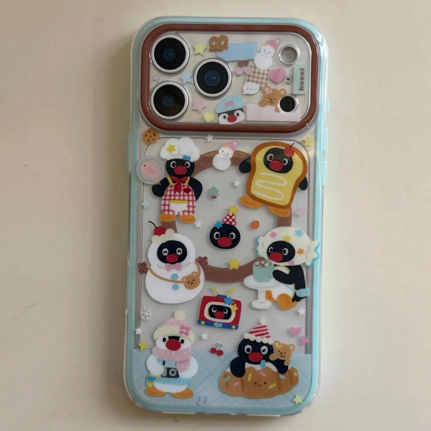 Magnetic Two-In-One Toast Snowman Pingu Shockproof Protective Durable Phone Case for iPhone 17 Pro Max, 16/15/14/13 Pro, Women's Phone Cover, Shockproof Back Cover