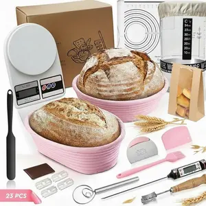 Sourdough Starter Kit, Bread Proofing Basket Set, 18 Pcs/Set Round  Oval Banneton Bread Proofing Baskets, Bread Making Tools Premium