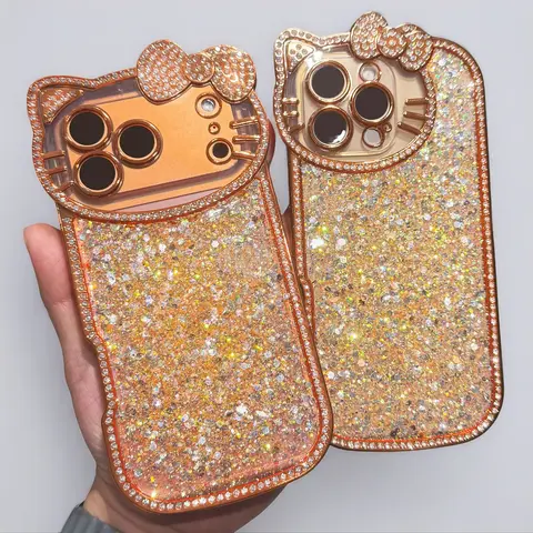 Glitter Sparkly Phone case with Crystal and Clear Camera Protection for iPhone 17 16 15 14 13 Pro Max