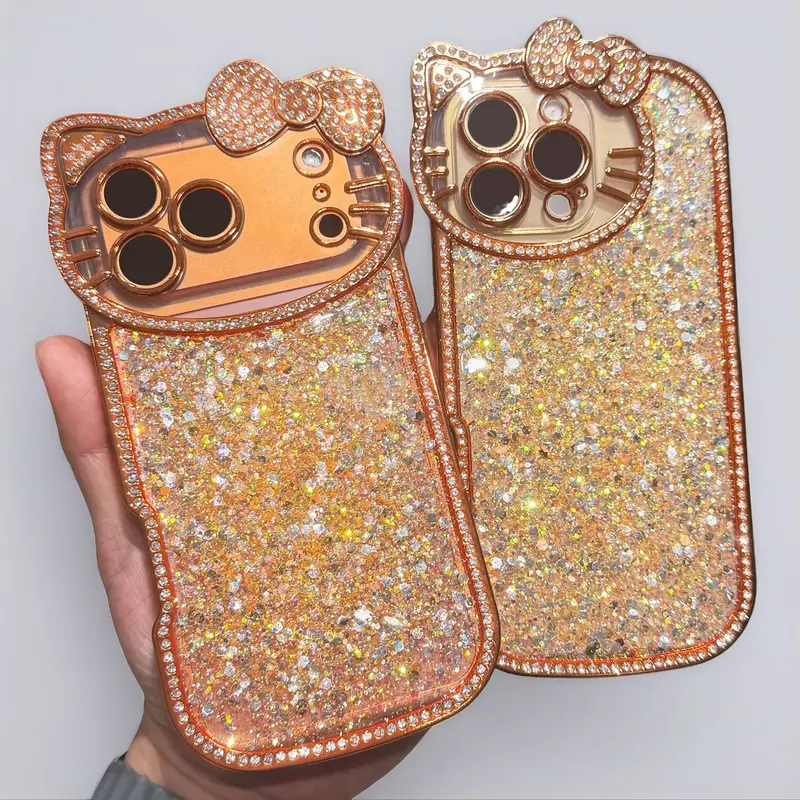 Glitter Sparkly Phone case with Crystal and Clear Camera Protection for iPhone 17 16 15 14 13 Pro Max