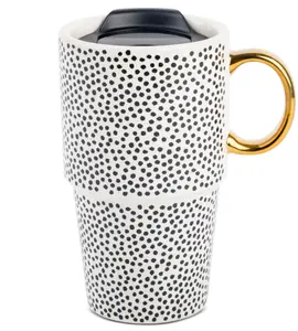 Stoneware Dot 17oz Travel Mug, 5.08 x 6.30 x 3.62 Inches