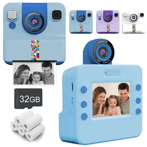 Instant Print Camera with 2.4-Inch Dual HD Lens, 180° Flip Camera for Fun Photo and Video, Lightweight Abs Design Perfect New Year Gift