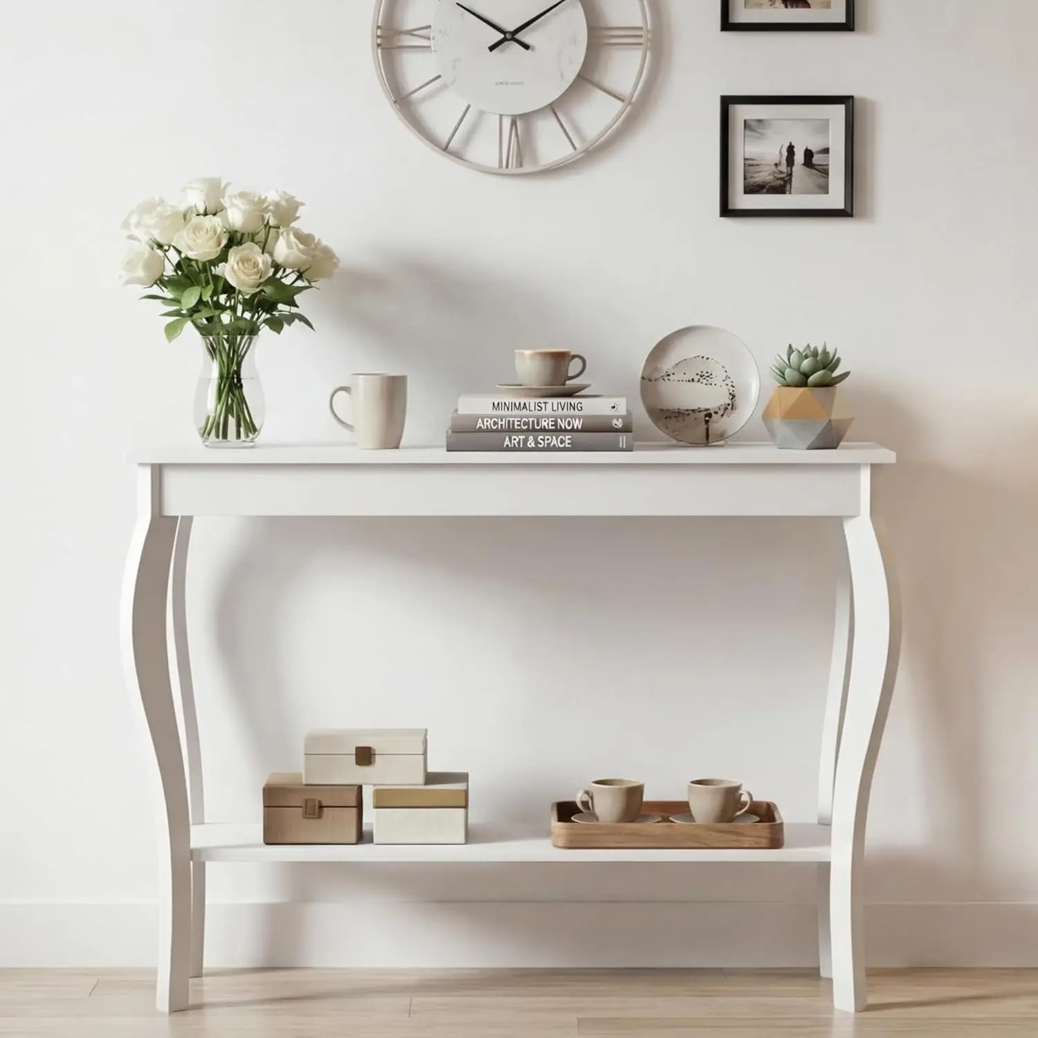 Narrow Console Table – Chic White Accent Sofa Table