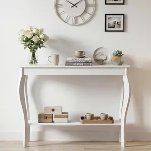 Narrow Console Table – Chic White Accent Sofa Table