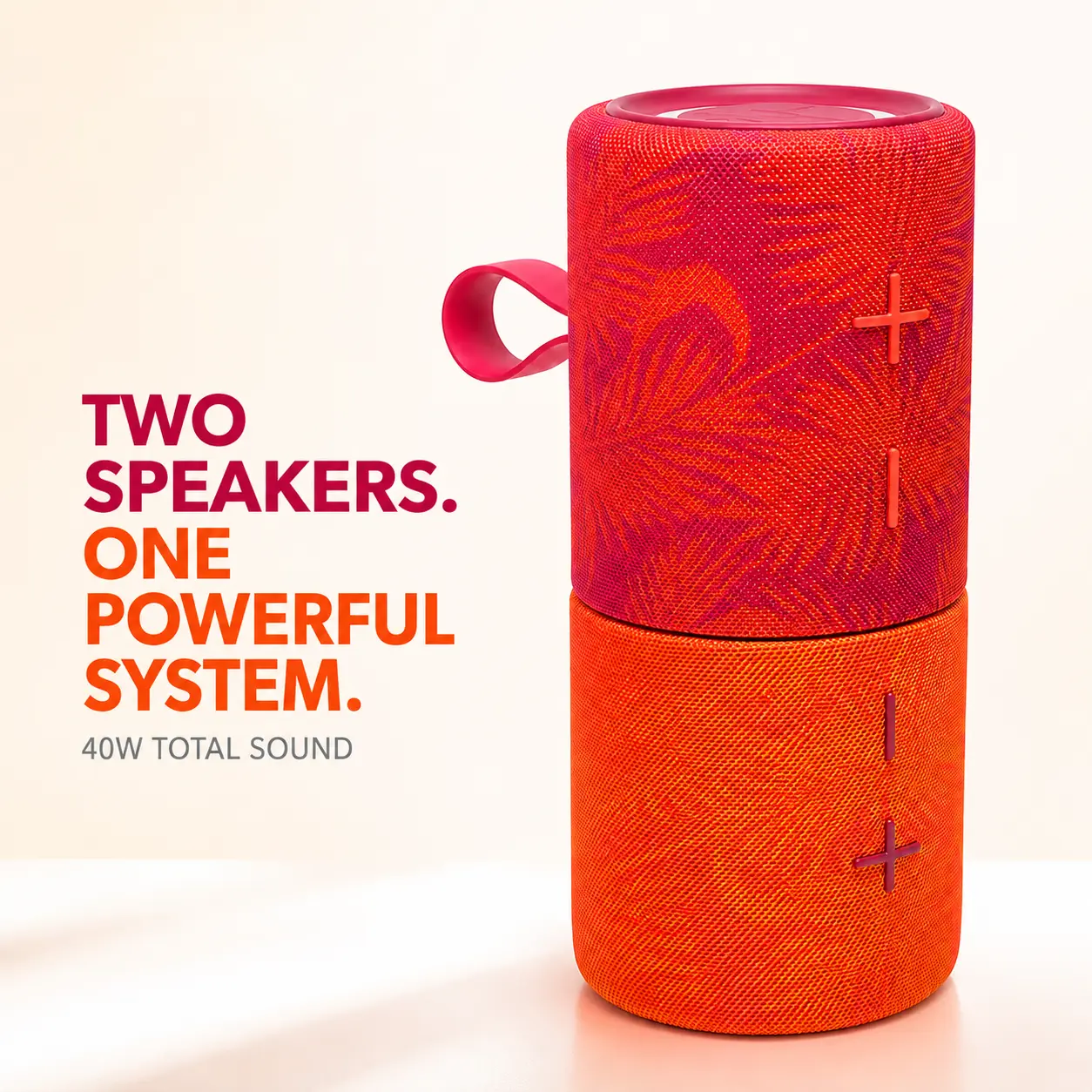 Mega Twin 2-in-1 Split Bluetooth Speaker, 40W Dual Speakers, Magnetic Bottom Mount, IPX5 Splash Resistant, 8+H Playtime, Portable Wireless Speaker for Home, Camping & Outdoor travel