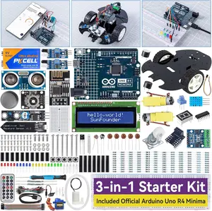 SunFounder 3-in-1 Super Starter Kit with Original Arduino Uno R4 Minima, IoT&Smart Car Projects, ESP8266 WiFi, Battery, 50+ Step-by-Step Tutorials for Beginners to Engineers, RoHS Compliant