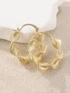 A Pair of Bohemian Simplicity Golden Hoop Earrings Handmade By Vintage Copper Material Craftsmen for Women's Fashion Earrings, The Perfect Holiday Gift