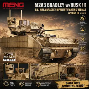 Meng 72-005 1/72 Scale Us Infantry Fighting Vehicle M2a3 Bradley W/ Busk Iii, Detailed Military Model Kit, Collectible Toy for Enthusiasts
