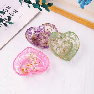 Natural Crystal Energy Heart Shaped Bowl, 1 Count Reiki Healing Chakra Resin Meditation Love Tool, Room Decor for Home Decor, Gift for Mother
