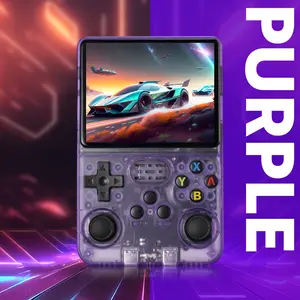 R36S Retro Video Game Handheld Linux Console - 3.5-inch IPS Screen, 3000mAh Rechargeable Battery, 64G Preloaded Games, Purple Compact Stylish Portable Emulator, Gaming Stuff, Ideal for Christmas Boy Gifts