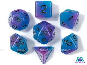 Arcane Observatory (Glow In The Dark) | Royal Blue & Purple Swirls | Acrylic Dice Set (7)
