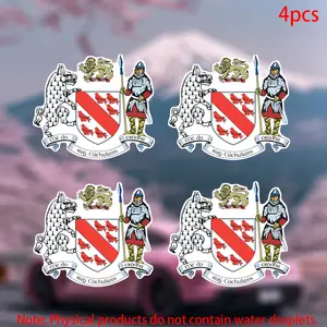 4pcs-Coat of Arms of Dundalk, Ireland Sticker-car stickers for doors, windows, laptops, luggage, furniture and bumpers-durable adhesive vinyl material