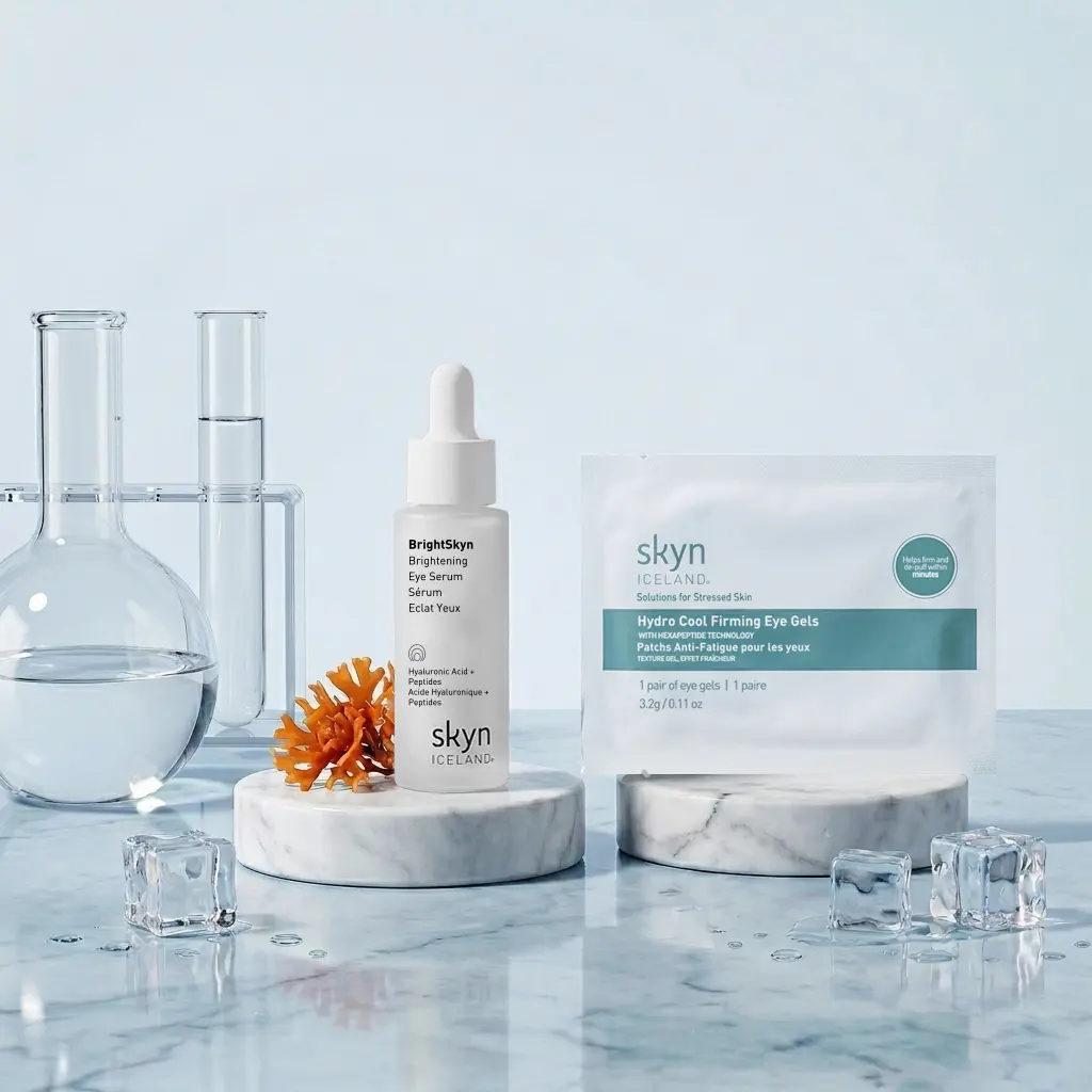 Skyn Iceland The Morning Eye Refresh Duo - HydroCool Firming Eye Gels pack of 4 and Brightening eye serum
